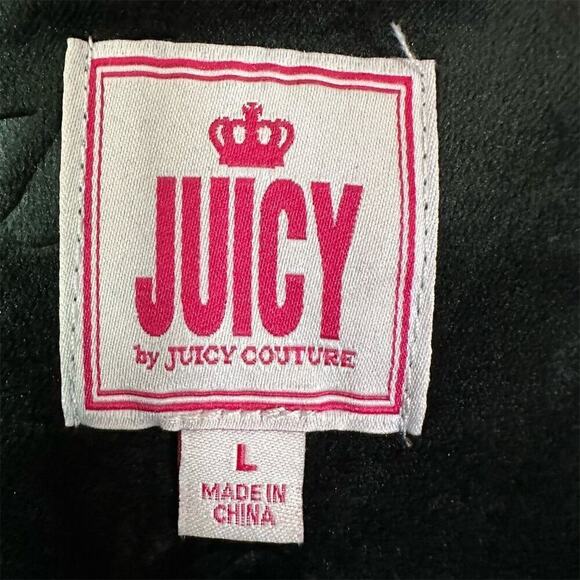 Juicy Couture Velour Pajama Top Women Size L Black Long Sleeve Cozy Soft Y2K - Picture 3 of 13